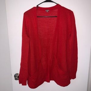 Red cardigan